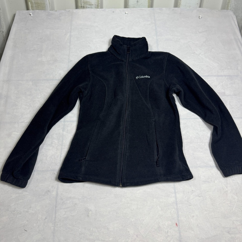 Columbia Womens Fleece Jacket Black‎ Full Zip High Neck Long Sleeve Outdoor XS